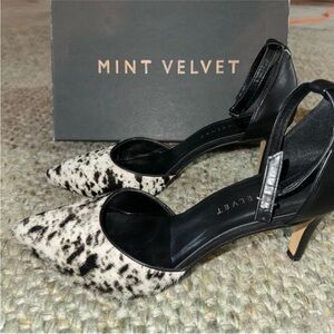 Black and White High Heels with Ankle Strap